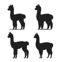 Artistic Alpaca and Lama Silhouette Design Bundle vector