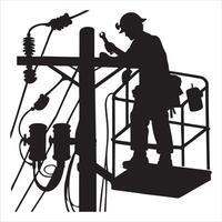 Striking Lineman Silhouette Design for Digital Application vector