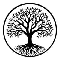 Rustic Tree Silhouette Laser Cut Design Concept vector