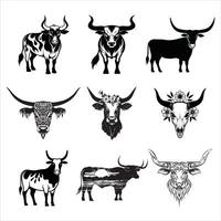 Longhorn Cow SVG Bundle Featuring Elegant and Rustic Designs vector