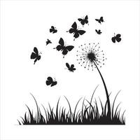 Simple Dandelion Silhouette Drawing Design vector