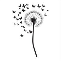 Crisp Dandelion Silhouette Line Design vector