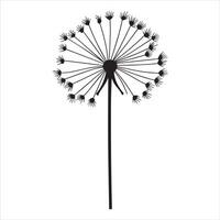 Intricate Dandelion Silhouette Art Design vector