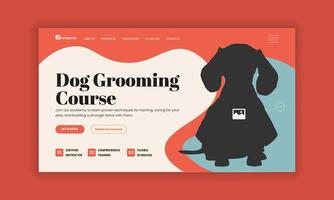 dog grooming course website landing page hero section design template vector