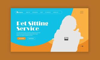Pet sitting service website homepage hero section design template vector
