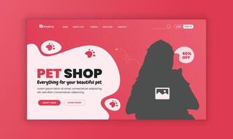 Pet shop and Grooming website landing page user interface design template vector