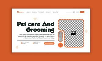 Pet shop website landing page user interface design template or pet care and grooming homepage banner design vector