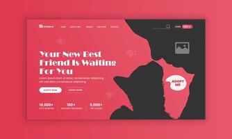 Pet adopt landing page design template vector