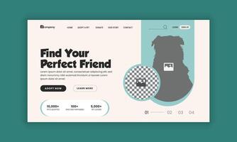 Pet healthcare and adopt website landing page user interface design template vector