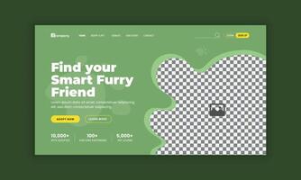 Pet store and healthcare website landing page user interface design template vector