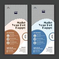 Pet healthcare rack card, leaflet, and handbill design template vector