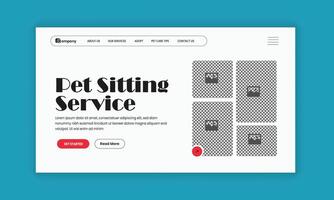 Pet adopt and dog lover website homepage hero section design template vector