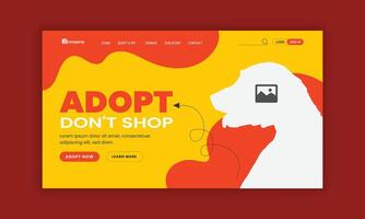 Pet adoption website landing page user interface design template vector