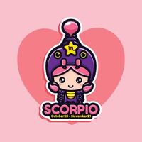 cute scorpio zodiac with heart background vector