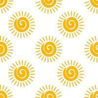 Seamless pattern with hand drawn cute suns. Sun seamless pattern. Simple background vector