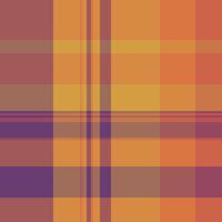Romantic fabric check texture, robe tartan background plaid. String pattern seamless textile in orange and red colors. vector