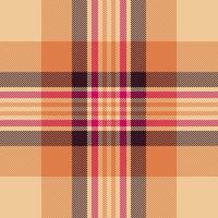 Fuzzy pattern textile plaid, outfit texture tartan seamless. Festive check fabric background in orange and dark colors. vector