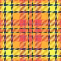 Cutout textile seamless texture, part tartan fabric pattern. Trend background plaid check in red and amber colors. vector