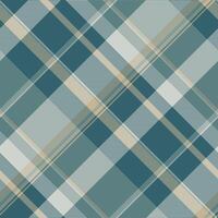 Elegant teal, beige, and gray diagonal plaid pattern. Perfect for textile design, fashion, websites, or packaging. Subtle yet striking geometric texture adds sophistication to any project. vector