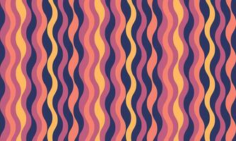 Vibrant retro wavy stripes pattern. Perfect for website backgrounds, textile designs, or any project needing a 70s vibe. Bold colors and seamless repeat. Ideal for adding a touch of vintage style. vector