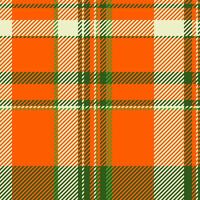 Vibrant orange, green, and cream plaid pattern. Perfect for textile design, fall-themed projects, or as a stylish background. vector