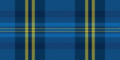 Vibrant blue and gold plaid pattern. Perfect for textile design, website backgrounds, or fashion projects. Stylish and modern, this seamless texture adds a touch of sophisticated elegance. vector