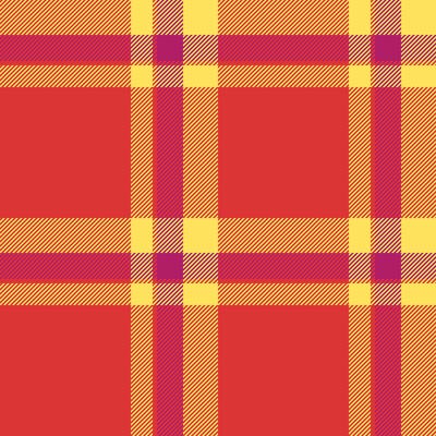 Paint check background texture, open tartan textile . Canvas seamless plaid fabric pattern in red and yellow colors.