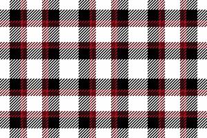 Stylish red, black, and white plaid pattern. Perfect for textile designs, apparel, website backgrounds, or seasonal projects. High-resolution seamless texture offers versatile design applications. vector