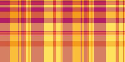 Lovely tartan texture background, open seamless plaid check. 50s textile fabric pattern in red and orange colors. vector