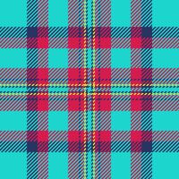 Nice background textile seamless, small fabric plaid check. Yuletide texture tartan pattern in teal and red colors. vector