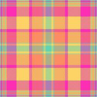 Packing check textile texture, tidy seamless background fabric. Site tartan plaid pattern in amber and orange colors. vector