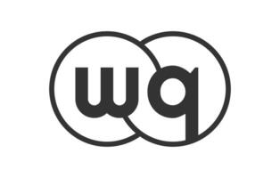 WQ business company emblem with outline rounds and letters w q. Logo template of two merged circles for brand identity, logotype. Infinity symbol vector