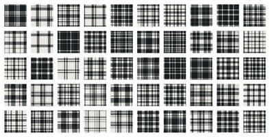Black and seamless pattern design. Set background, buffalo plaid fabric design. vector