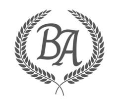 Initial letter B and A, BA monogram logo design with laurel wreath. Luxury calligraphy font. vector
