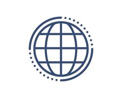 Clean, modern icon depicting a stylized globe. Ideal for websites, apps, or presentations needing a global connection or networking theme. vector