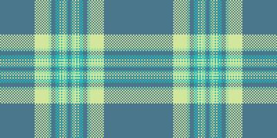 Repetitive texture check background, covering textile fabric pattern. Detailed tartan seamless plaid in cyan and lime colors. vector