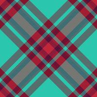 Vibrant teal and red striped plaid pattern. Modern geometric design ideal for fashion, textiles, and website backgrounds. Bold color scheme creates a dynamic and eyecatching visual. vector