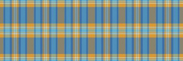 English check fabric tartan, cell texture background . Elegant pattern textile seamless plaid in cyan and golden orange colors. vector