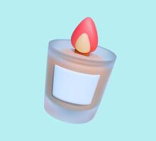 3D Candle with Flame on Blue Background vector