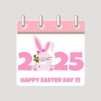 Calendar page for Easter Day with bunny for your greeting card, stickers, invitations and many other designs. Greeting card template. Happy Easter day. Happy Easter Day. vector