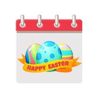 Calendar page for Easter Day. Happy Easter Day with coloring eggs for your greeting card,calendars, stickers or icons. Happy Easter Day vector