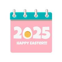 Calendar page for Easter Day with 2025 and half of the egg for your greeting card,calendars, stickers or icons. Greeting card template. Happy Easter day. Happy Easter Day. vector
