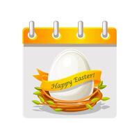 Calendar page for Easter Day. Happy Easter Day with egg in bird nest for your greeting card,calendars, stickers or icons. Happy Easter Day vector