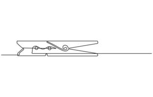 Wooden clothespin in one continuous line drawing vector