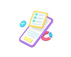 Productivity and efficiency work analyzing app 3d icon illustration vector