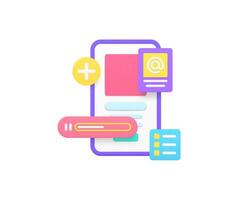 Smartphone application workflow screen 3d icon illustration vector