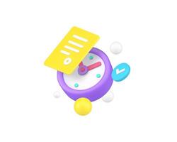 Deadline to do list reminder time management productivity 3d icon realistic illustration vector
