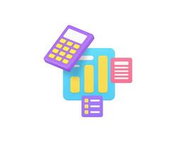 Financial analyzing expenses and earnings calculating 3d icon realistic illustration vector