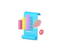 Startup productivity and efficiency business analyzing 3d icon realistic illustration vector