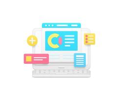 Laptop browser workflow data business 3d icon illustration vector